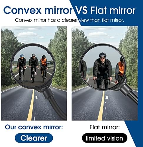 2023 Ново огледало за велосипеди, прилагодливи огледала за ротирачки велосипеди за рачки, огледало на акрилен конвексен велосипед, безбедносен