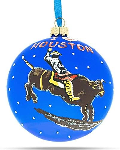Го сакам Божиќниот украс на Хјустон, Тексас стаклена топка 4 инчи
