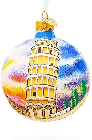 Потпрена кула на Пиза, Божиќна украс за стакло во Италија 3,25 инчи