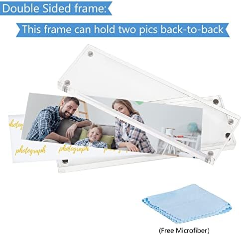 1 пакет акрилна рамка за слика 2x6 чиста двострана магнетна слика со рамка за десктоп со фото рамка за поддршка Стенд најдобар подарок