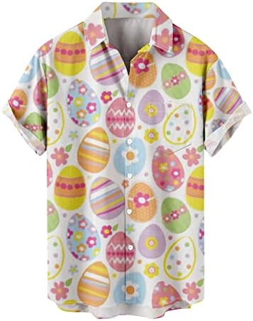 Велигденска кошула за печатење за мажи лабава блуза модни маици со кратки ракави лапчиња за лекови на лекови на врвови со удобни