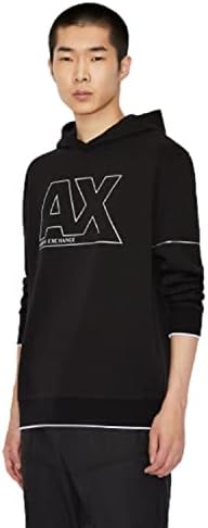 А | X Армани размена на машка качулка Сјајна линеарна лого џемпер