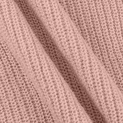 Мебамок женски џемпер фустан моден случајно плетење цврста боја со долга ракав тешка џемпер мини фустан