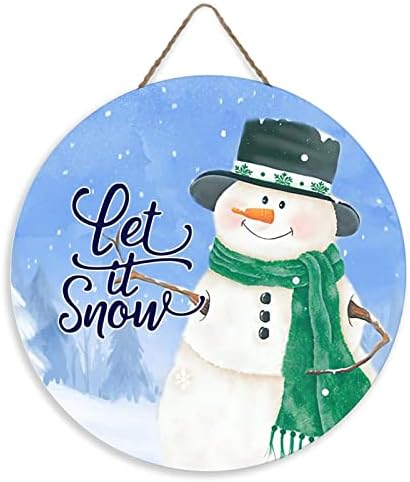 Среќна зима нека Снег Среќен Божиќ модерен wallиден декор дрво знаци 12x12 инчи Снегулка Зимски празник Снежен човек декоративен wallиден