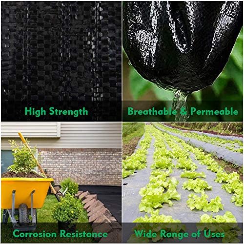 Kdgarden Premium 5oz Pro Weed Barrier Pandascape Taber Tain Cover The Heaving Commercial Anti-Weed Gardening Mat, 3ft x 300ft, црно