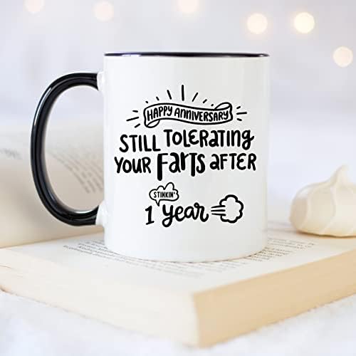 Younique Designs 1 -годишнина кригла, 11 унци, една година годишнина од кафе за момче, 1 годишнина за сопруг за сопруг, 1 -годишнина