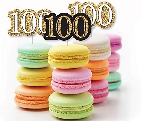 Голема точка на среќата на возрасните 100 -ти роденден - злато - исечоци во форма на роденден во форма на DIY - 24 брои