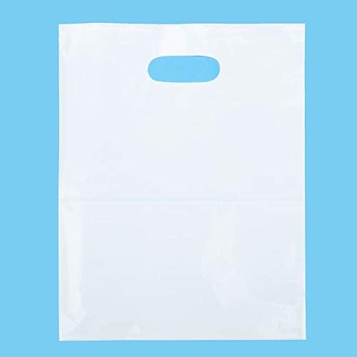 Clearbags 100 торби со бела рачка 12x15, дополнително густо 2,25 милји мало пластично шопинг стока за подароци солзи отпорни на силно издржливо
