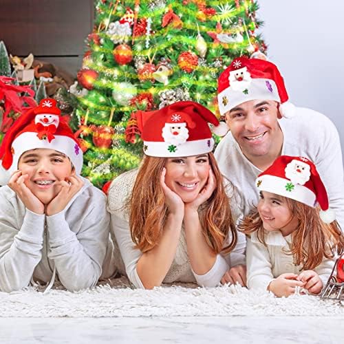 Божиќна Капа СО LED Светло, Божиќна Капа За Забави На Дедо Мраз Снешковци Ирваси, големина на Истегнување За Возрасни тинејџери и деца