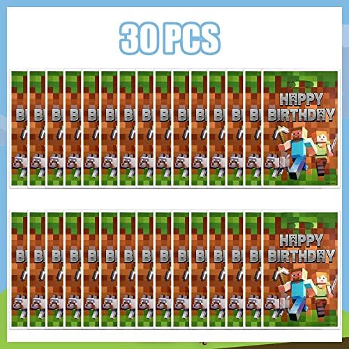 Пиксел Игра Роденден Материјали-30 парчиња Пиксел Игра Партија Фаворизира Подарок Кеси За Деца Бонбони Снек Кеси Партија Материјали