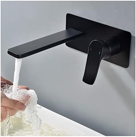 Hauseliebe wallид монтирање бања мијалник тапа, месинг една рачка миксер од басен, топла и ладна вода, црна