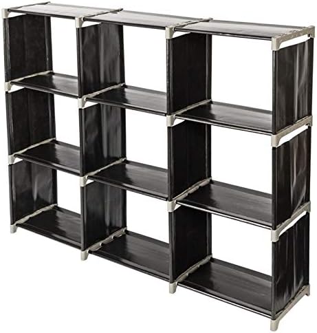 Мултифункционална собрана црна коцка собрани 3 нивоа 9 оддели за складирање на полица за складирање коцки во дневна соба, спална соба