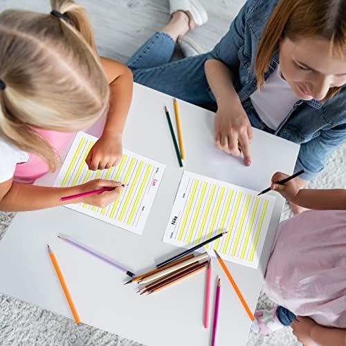 Напишете хартија за хартија за почетници Ниво 1 хартија за пишување хартија со линии и жолта истакната пракса за пишување хартија за деца соодветно