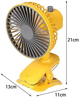 Fenteer Clip Fan личен вентилатор за полнење 90 ° Автоматско осцилирачки вентилатор мини фан на биро за патување, жолто