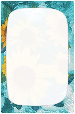 Алаза сончоглед модерна уметност проток на флорални креветчиња за креветчиња опремени со басинет лист за момчиња бебе девојчиња