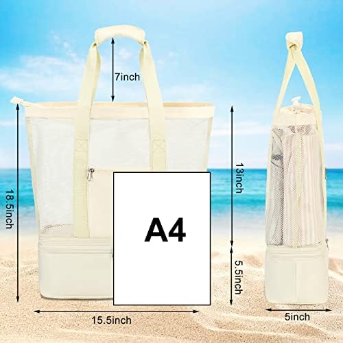 Торба За Торби за плажа Со Поладни Големи Мрежести Торби За Плажа и Торби За Жени Преголеми Торби За Базен Пикник Кампување Патување