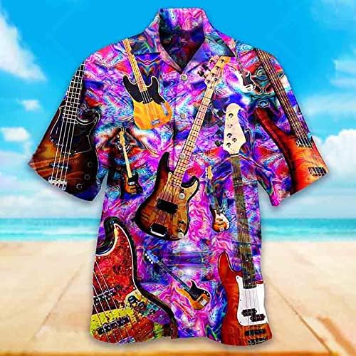 Машки хавајски цветни кошули лето плажа лабава вклопување копче надолу кошули тропски принт со краток ракав фустан кошула маички