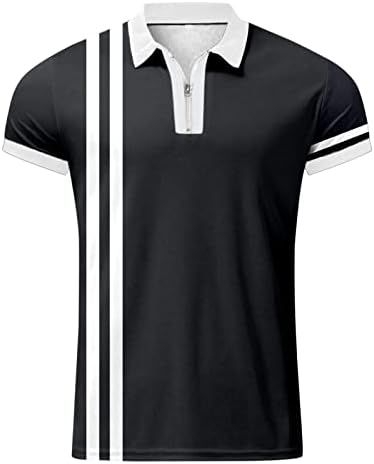 Менс кратки ракави Поло кошули патент печатен атлетски голф тенис маица врвови вежбање спортски голф лапел врвови врвови