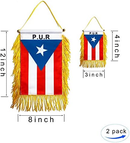 Gentlegirl.usa 2 пакет Порто Рико знаме на автомобили, мал мини Порто Рикан прозорец виси знаме на банер стап, меѓународна фестивалска забава