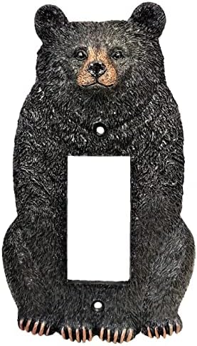 Рустикална седечка црна мечка Електрична светлина за прекинувач за светло, wallидна плоча