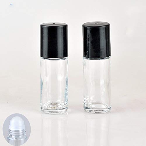 Constore 4 компјутери 30 ml дезодорантни стаклени шишиња со ролери со пластична топка за ролери црна капаче за истекување на