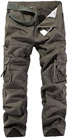 Работни панталони за мажи, машки обични гарго панталони со лесен памук на отворено цврста боја воени борбени панталони