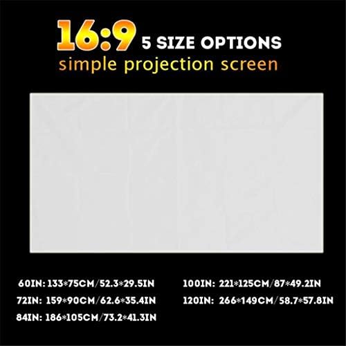 LLAMN 3D Wallид монтиран Проекциски екран на платно предводена од проектор висока осветленост 120 инчи-60inch за домашно кино