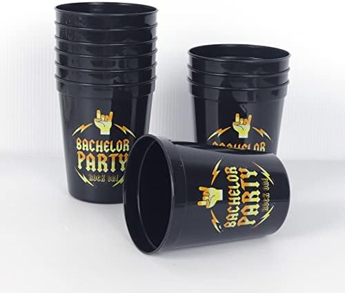 Бросаш Диплома Партија Чаши-Пакет од 10 Црни Пластични Чаши Со Златен Текст Диплома Партија-Рок На! | Диплома Партија Фаворизира