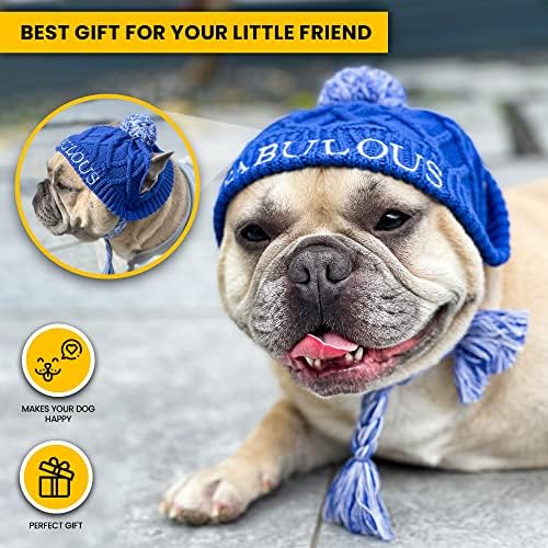 Чудесното куче Фидо кучиња Beanie - Симпатична капа за кучиња за мали кучиња - органски памучен плетен француски булдог капа со специјални