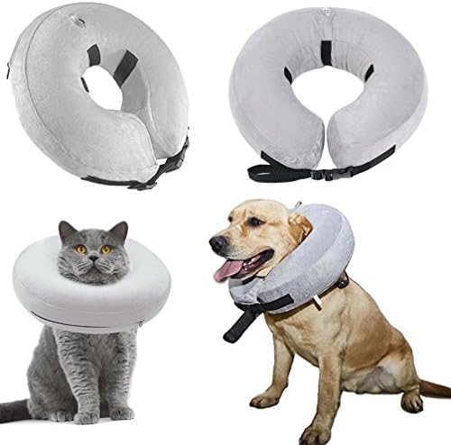 Ранфи ПЕТ заштитнички надувување на надувување Елизабетан јаки кучиња мачки за обновување конуси за операција за заздравување на раните закрепнувајќи сива голем?