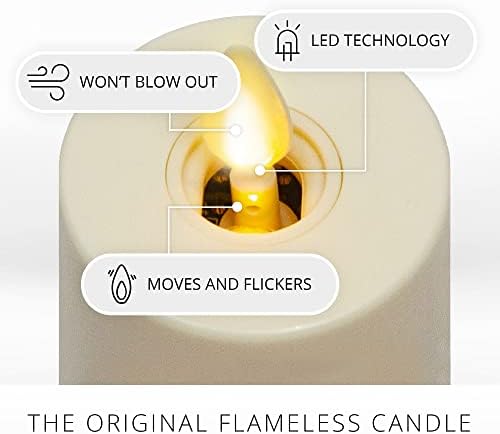 Поставен пакет на луминира на столб на столб на пламен, LED свеќа 6,5 висока - слонова коска со лесна предводена светлина