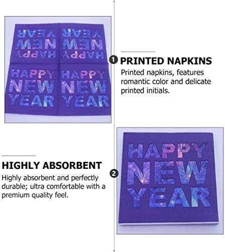Bestoyard 100 парчиња Среќна Нова Година салфетки хартија ткиво за салфетка за салфетка за еднократна употреба за новогодишни партии за забава