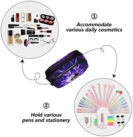 Глафи ​​Виолетова лотос со симпон на молив со молив, торбички со торбички со молив со голем капацитет, преносна козметичка