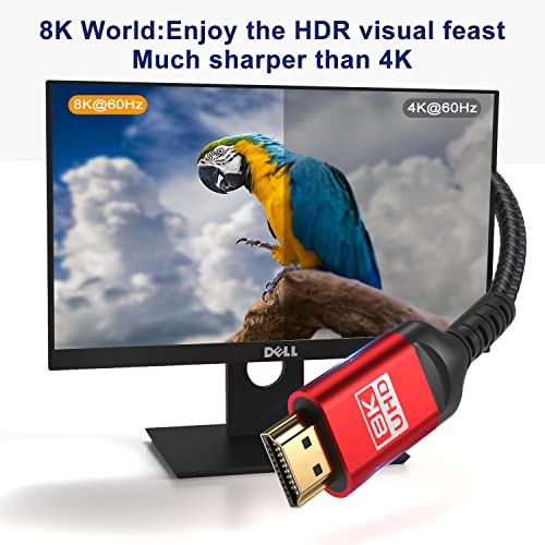 ALEASA 8K HDMI кабел, Ultra 48Gbps голема брзина 20 ft HDMI кабел, 20 стапки HDMI кабел -4K@120Hz 8K@120Hz, EARC, HDR10, DTS: X, HDCP 2.2