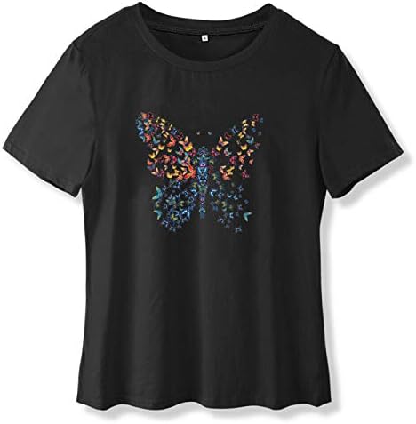 uikmnh женски летни маички за пеперутки маички лабави кошули со кратки ракави за кратки ракави