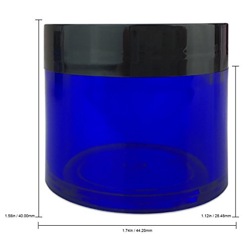 Beauticom® 180 парчиња 30g/30ml дебели wallидни кружни кобалт сини пластични тегли со контејнери со црни рамни врвни капаци - тегла