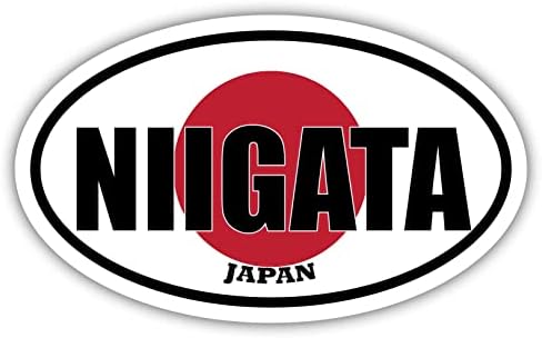 Niigata Јапонија знаме овална декларална винил браник налепница 3x5 инчи