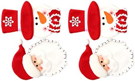 Нубестијски украси за породување 4 парчиња божиќни прибор за јадење Снежен човек Дедо Мраз Клаус Плиш сребрен држач за сребрени прибојки Божиќни