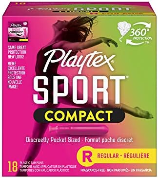 PlayTex Sport Compact Tampons Редовно апсорпција, неценети, 18 брои