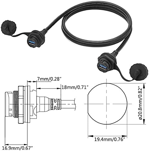 Конектори USB 2.0 3.0 приклучок женски до женски кабел 2 краеви IP67 водоотпорен панел за монтирање на конектор за конектор 1M 3FT -