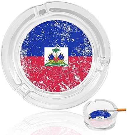 Хаити ретро стакло од стакло од цигари за цигари класичен кружен чиста кристална пепел