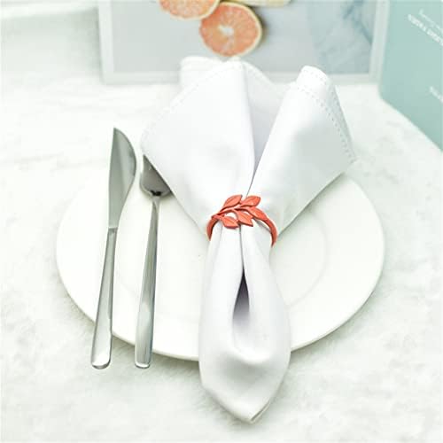 Ганфанрен легура портокалова салфетка прстенка за салфетка, свадба хотелска маса, поставување врба лисја дрво вилушка прстен за