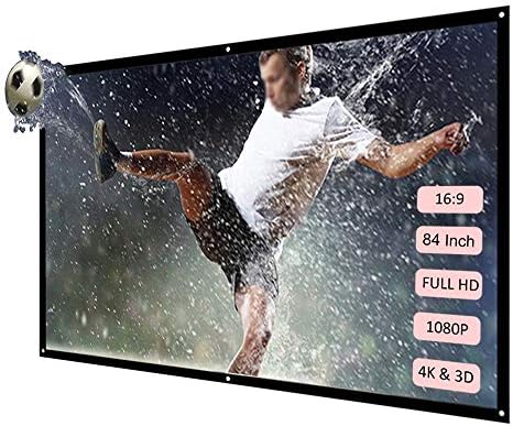 LMMDDP 84 '' Преносен екран на проекторот 16: 9 бел 84 инчен дијагонален дијагонален приказ на екранот за склопување на екранот