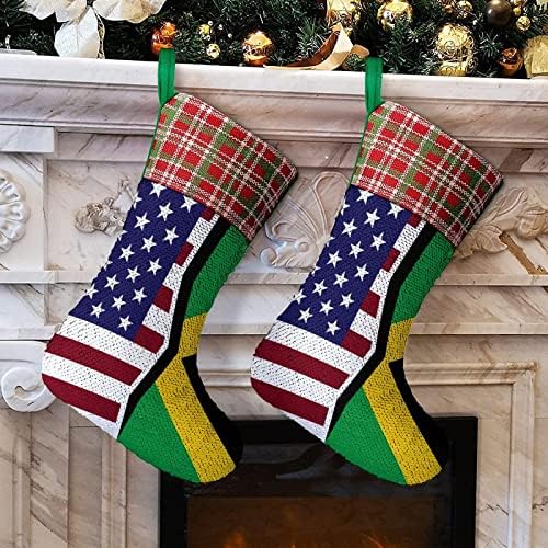 Соединетите држави и знамето на знамето на Јамајка Божиќно порибување сјајни wallидови што висат украси Декорација за забава за одмор