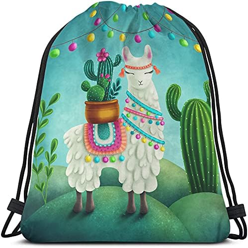 Bebes симпатична алпака лама торбички торби ранец торба торба кактус лето растение зелена суккулентна разнобојна уметност бохо