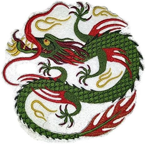 Обичен зелен кинески змеј извезено железо на/шива лепенка [6 * 6] [направено во САД]