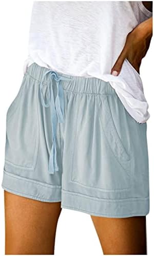 Шорцеви за лето лето лето -влечење удобни еластични половини солидни шорцеви панталони модни јога панталони