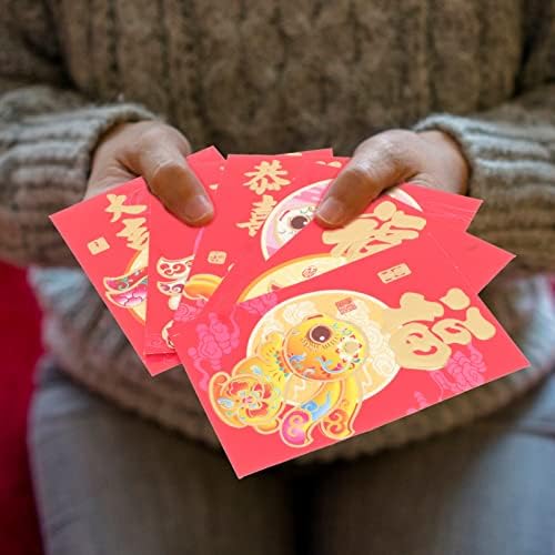АБУФАН Нова Година Црвени Пликови: 60 парчиња Кинески Пликови За Среќни Пари Година На Зајакот 2023 Црвен Плик Со Цртани Модели На Зајаци