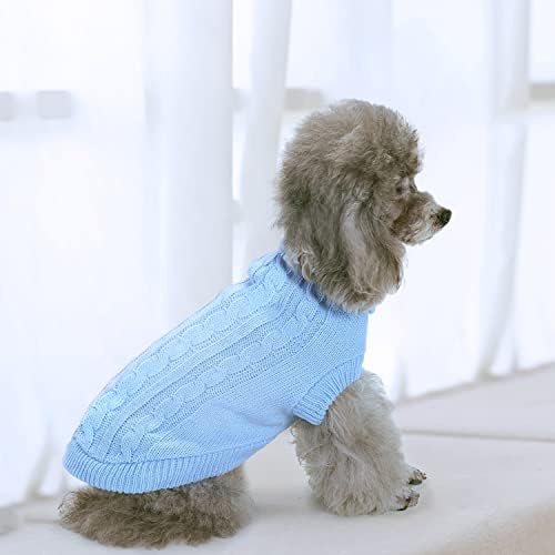Џемпер за кучиња Turtleneck плетена маичка за миленичиња, симпатични џемпери за кучиња за мали средни кучиња облека мека топла зимска кучиња