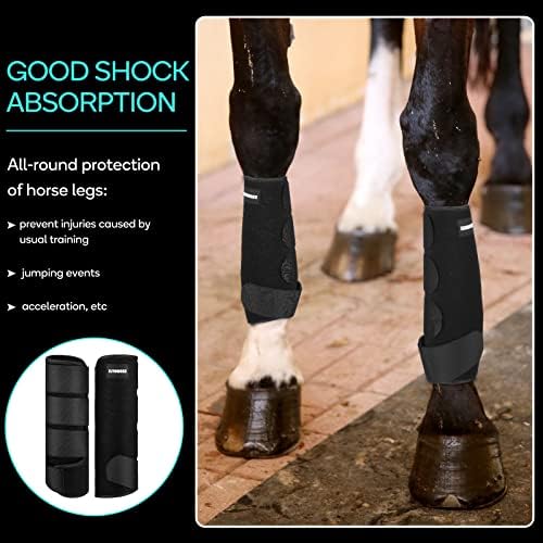 Вентилирани коњски чизми сет од 4 повеќенаменски чизми за коњи со шок апсорбирајќи ја Ева пена и неопренови поставени атлетски чизми